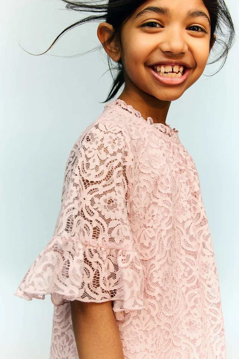 H&M Frill-trimmed lace dress